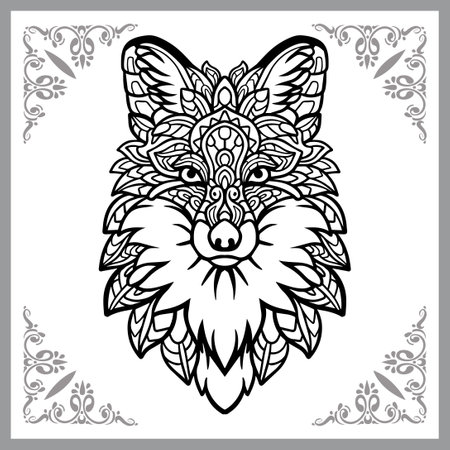 Fox head mandala arts, isolated on white background.のイラスト素材