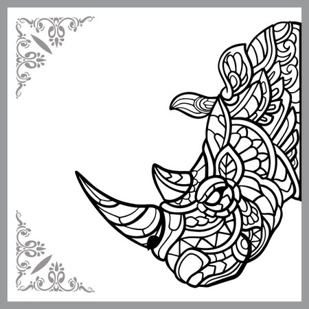 Rhinoceros head arts, isolated on White background. Vector illustrationのイラスト素材