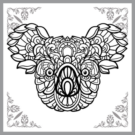 Koala head arts, isolated on white background. Vector illustrationのイラスト素材