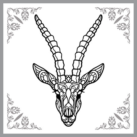gazelle head arts, isolated on white background. Vector illustrationのイラスト素材