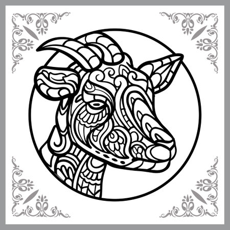 Goat head arts, isolated on white background. Vector illustrationのイラスト素材
