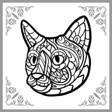 cat head arts, isolated on white background. Vector illustrationのイラスト素材
