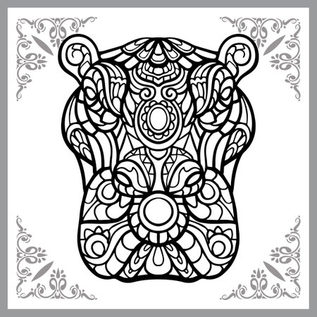 Hippopotamus head arts, isolated on white background. Vector illustrationのイラスト素材
