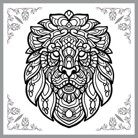 lion head arts, isolated on white background. Vector illustrationのイラスト素材