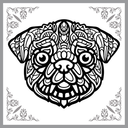 Dog head arts, isolated on white background. Vector illustrationのイラスト素材