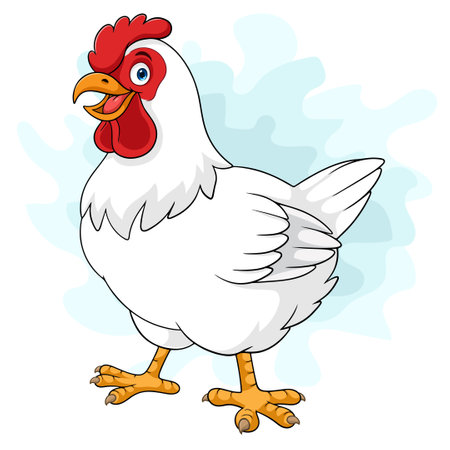Cartoon white hen isolated on white backgroundのイラスト素材