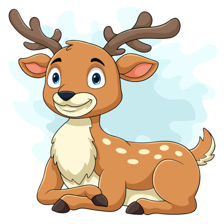 Cartoon deer sitting on white backgroundのイラスト素材
