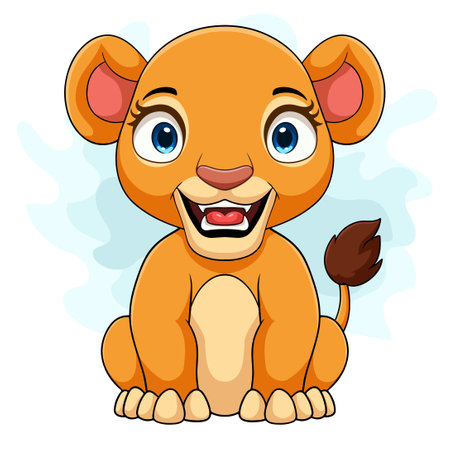 Cartoon baby lioness on white backgroundのイラスト素材