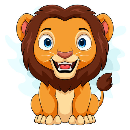 Cartoon funny lion on white backgroundのイラスト素材