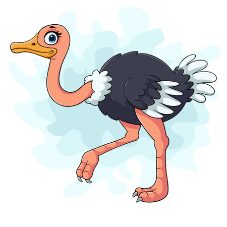 Cartoon ostrich on white backgroundのイラスト素材