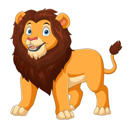 Cartoon lion isolated on white backgroundのイラスト素材