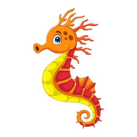 Cartoon seahorse isolated on white backgroundのイラスト素材