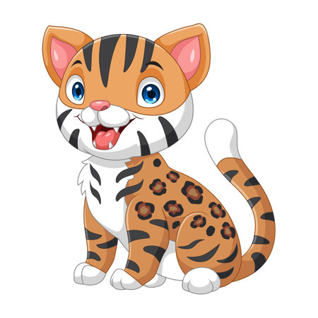 Cartoon funny cat isolated on white backgroundのイラスト素材