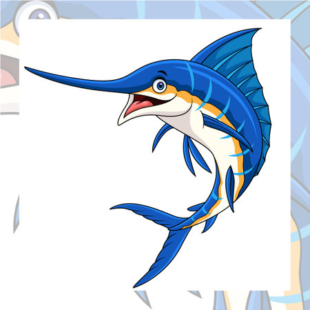 Marlin fish cartoon mascot character designのイラスト素材