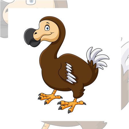 Cute dodo bird cartoon on white background
