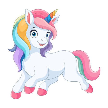 Beautiful unicorn cartoon isolated on white backgroundのイラスト素材