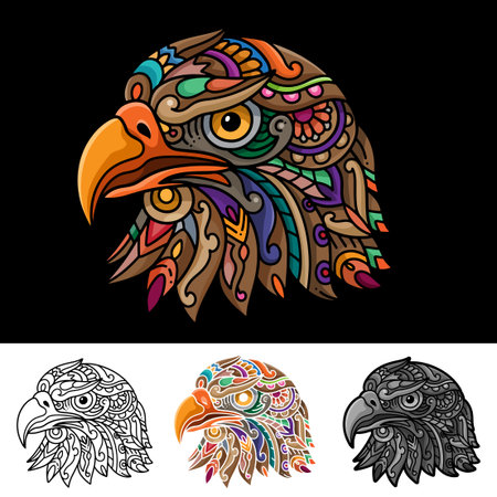 Eagle head mandala arts isolated on white backgroundのイラスト素材