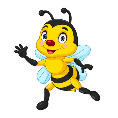 Cartoon little bee on white backgroundのイラスト素材