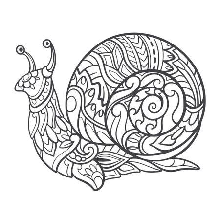 Black and white snail mandala arts isolated on white backgroundのイラスト素材