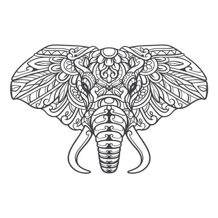 elephant head mandala arts isolated on white backgroundのイラスト素材