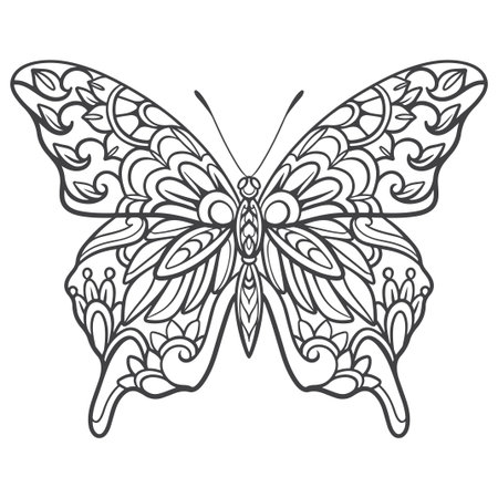 Butterfly Outline mandala arts isolated on white backgroundのイラスト素材