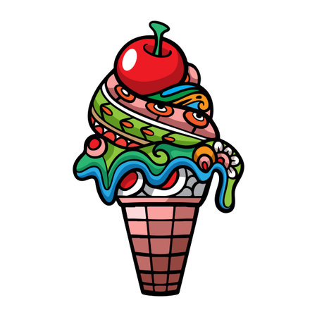 Colorful ice cream mandala arts isolated on white backgroundのイラスト素材