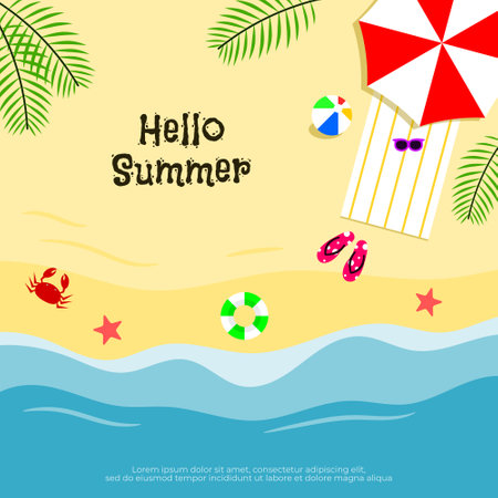 Summer Vacation Vector Flat Designのイラスト素材