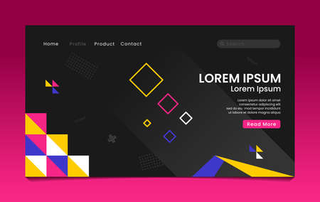 Landing Page Geometric Flat Designのイラスト素材