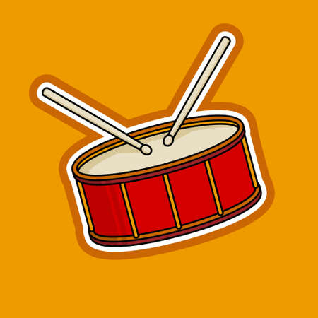 Drum with The Stick Simple Flat Designのイラスト素材