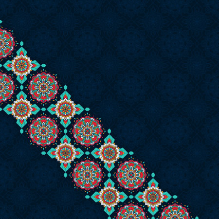Ethnic floral seamless pattern in indian style. Abstract ornamental patternのイラスト素材