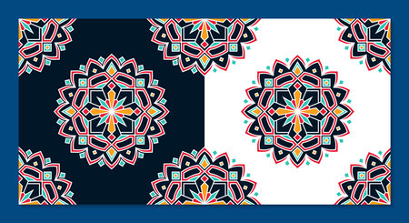Tribal vintage ethnic seamless pattern. Turkish ornament. Moroccan tile mosaic. Ceramic tableware, folk print. Spanish pottery. Ethnic background. Mediterranean seamless wallpaper.のイラスト素材