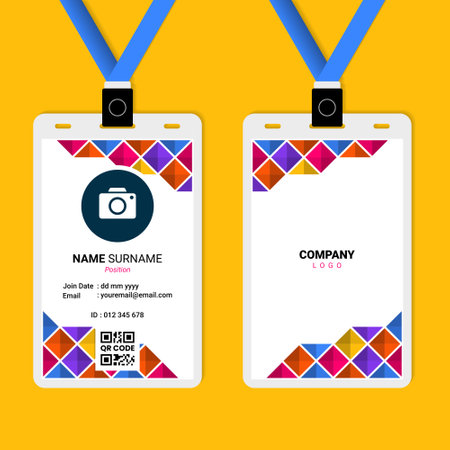 Vector badge design template. Place for your photo. Vector illustration. ID Card Design for Business or Companyのイラスト素材