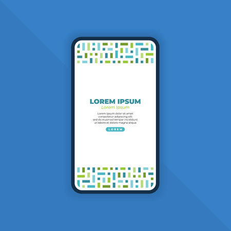 Mobile phone screen with abstract geometric pattern. Vector illustration for your design. Abstract Geometric Background for Mobile Landing Pageのイラスト素材