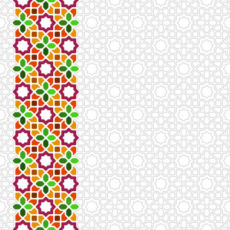 Seamless pattern in moroccan style. Vector illustration. Islamic Geometric Seamless Pattern with Stroke Combinationのイラスト素材