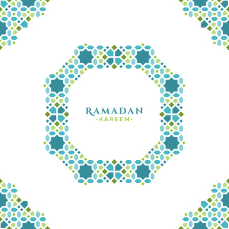 Ramadan Kareem greeting card with arabic ornament. Vector illustration. Islamic Ornament Ramadan Greeting Designのイラスト素材