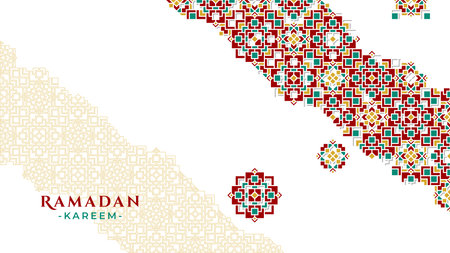 Ramadan Kareem greeting card, banner or poster template with islamic pattern. Oriental Frame Design for Culture or Islamic Theme, Specially for Ramadan Greetingのイラスト素材