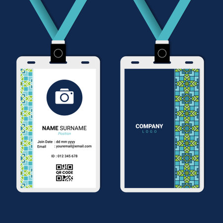 Template of ID Card Design with Abstract Pattern. Vector illustration. Eps 10. Islamic Ornament ID Card Design for Business or Companyのイラスト素材