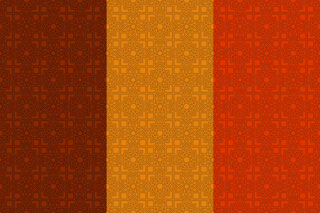 Set of four seamless patterns with geometric ornament. Endless texture can be used for wallpaper, web page background. Abstract Islamic Geometric Stroke Pattern Designのイラスト素材