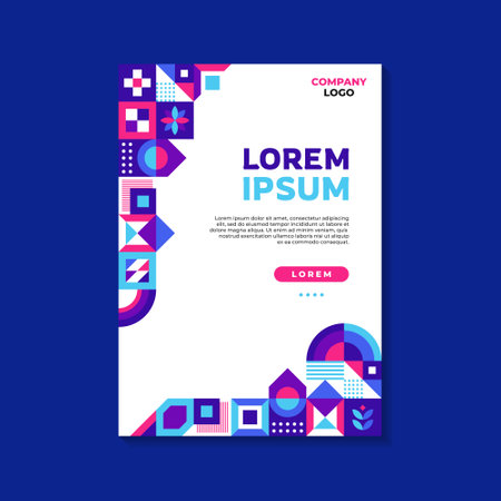 Flat design modern vector template for flyer, brochure, leaflet, poster, cover, booklet, catalog, magazine, annual report. Abstract Geometric Mosaic Flyer Background Designのイラスト素材