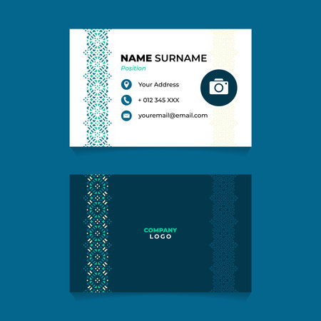 Oriental Geometric Name Card Design for Business or Companyのイラスト素材