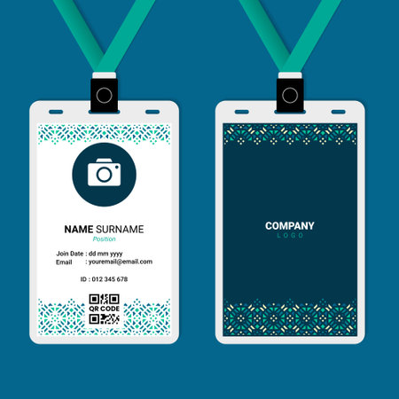 Vector Illustration of ID Card Template. ID Card Design. Stationery Design. Oriental Islamic Ornament ID Card Design for Business or Companyのイラスト素材