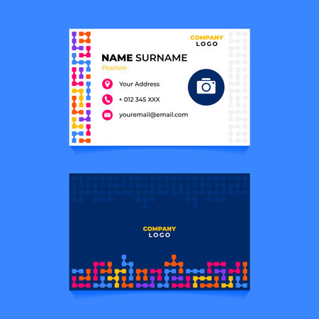 Business card design template. Modern Creative and Clean identity Card Vector Illustration. Abstract Geometric Name Card Design with Connected Rounded Square Patternのイラスト素材