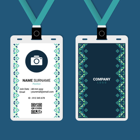 Identity ID Card Design Template. Vector Illustration. EPS10. Islamic Oriental ID Card Design with Ornament on The Sideのイラスト素材
