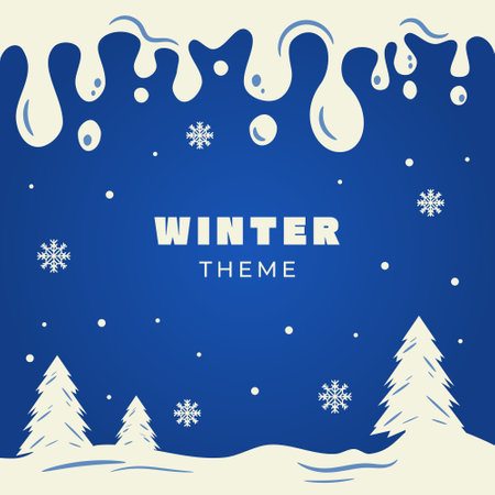Winter background with snowflakes. Vector illustration. Eps 10. Winter Background Illustration Theme on Flat Designのイラスト素材