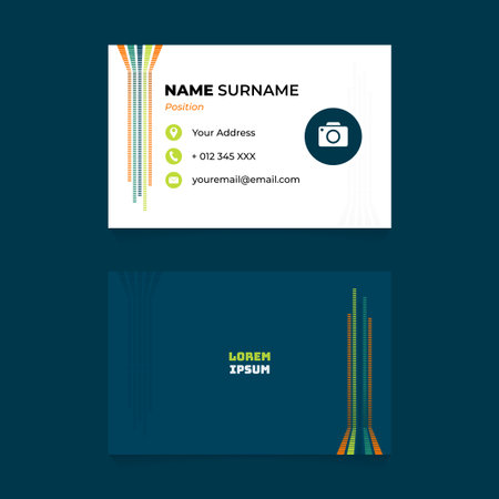 Business card design template, Visiting for your company, Modern Creative and Clean identity Card Vector. Name Card Design with Abstract Line Brick Perspective Compositionのイラスト素材