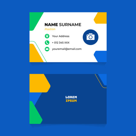 Business card design template. Creative and clean identity card. Vector illustration. Name Card Design with Abstract Composition Rounded Triangle Border Accentのイラスト素材