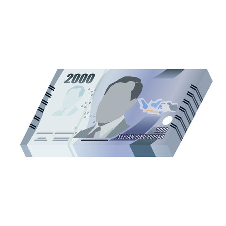 Set of Indonesia banknotes money front side of 2000 rupiah simple flat Vector illustration.