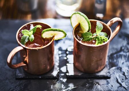 two moscow mules shot close upの写真素材