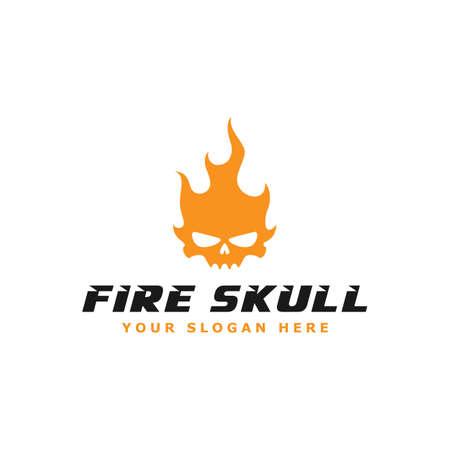 vector design fire skull logo. logo templateのイラスト素材