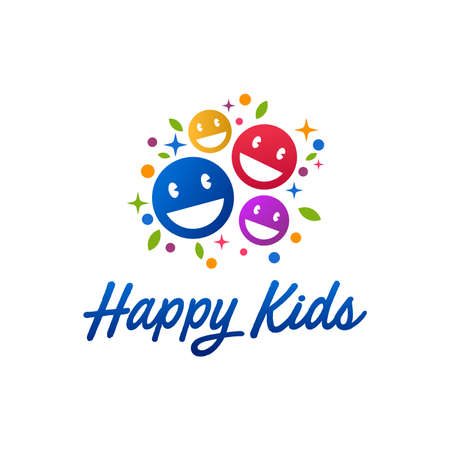 Illustration vector graphic of colorful smiling emoticon Happy kids logo. 
good for babycare logo, playground logo, playgroup logoのイラスト素材